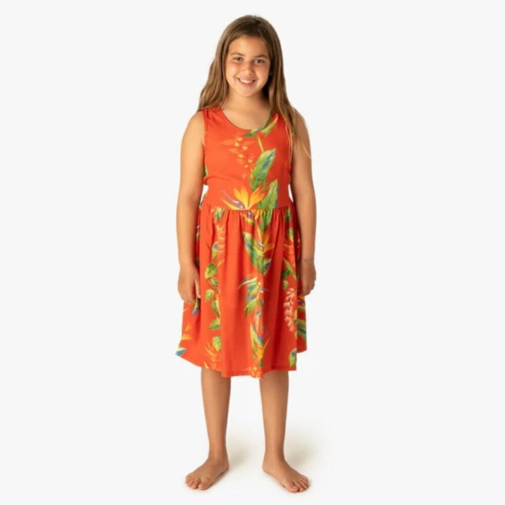 Hilo Hattie Girls Red Bird of Paradise Mini Dress Size Large